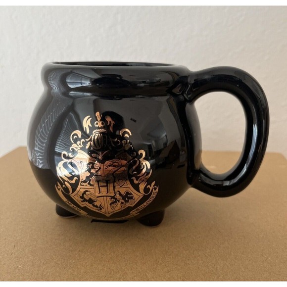 Harry Potter Halloween Cauldron Mug Hogwarts‎ Crest Ceramic Official Black Cup - Picture 1 of 6